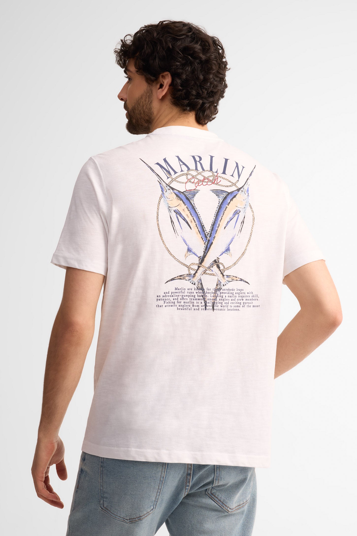 T-shirt col rond coton - Homme && BLANC MULTI