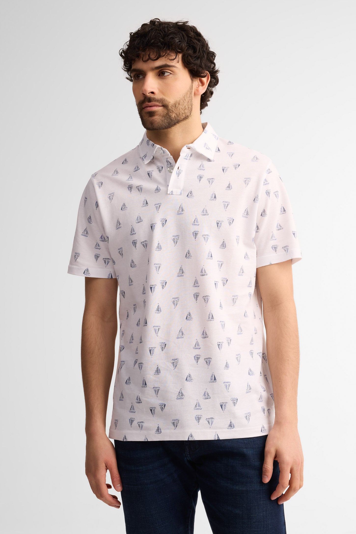 Polo manches courtes coton - Homme && BLANC MULTI