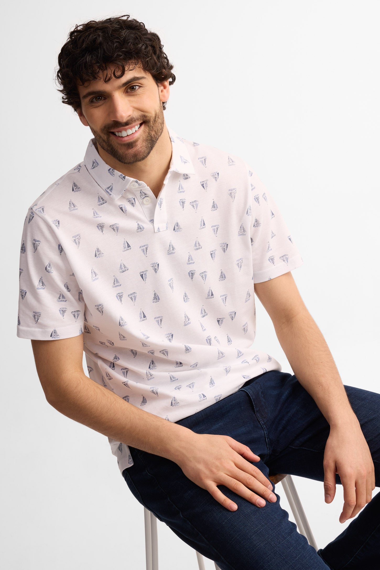 Polo manches courtes coton - Homme && BLANC MULTI