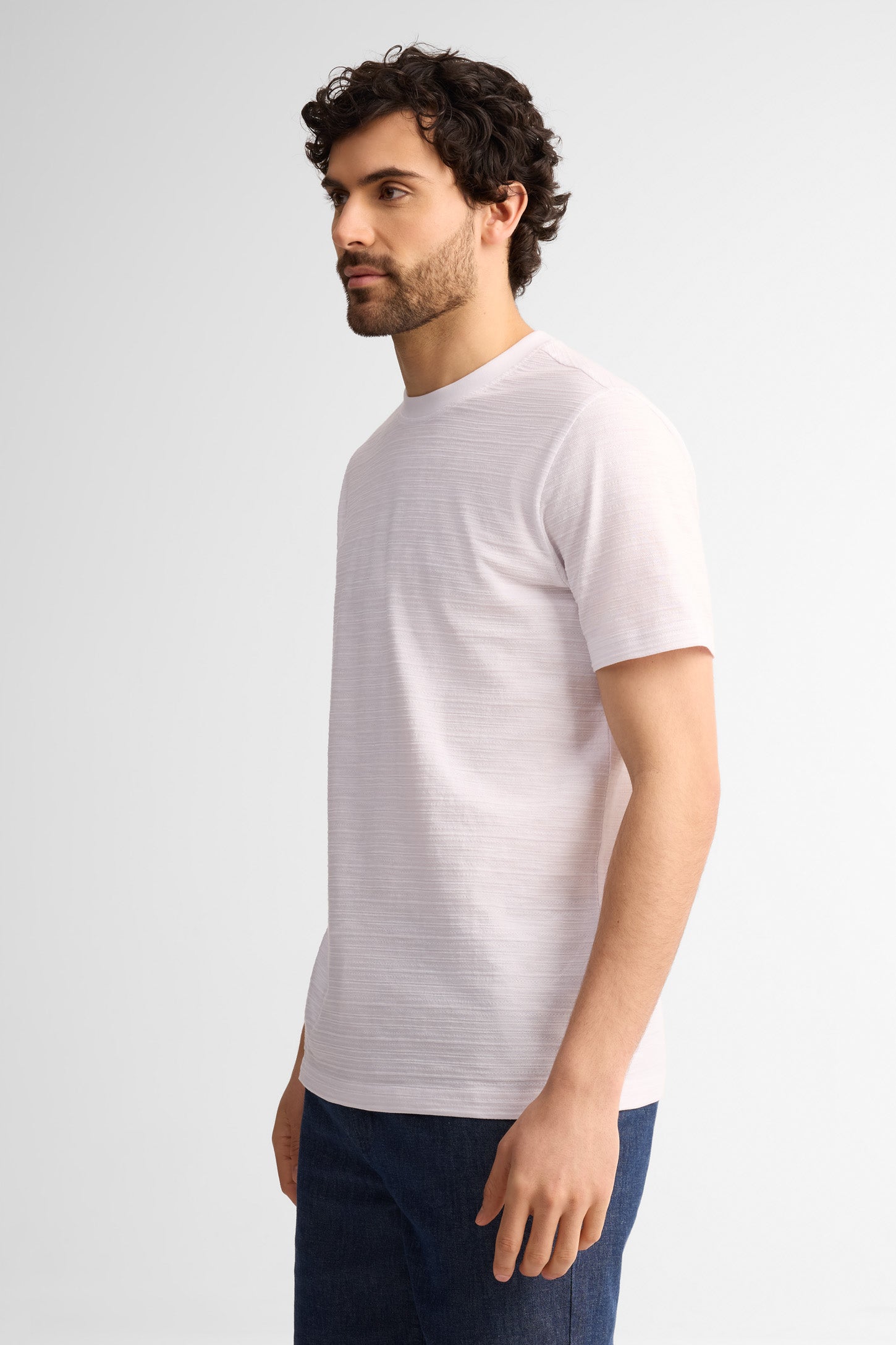 T- shirt col rond coton - Homme && BLANC