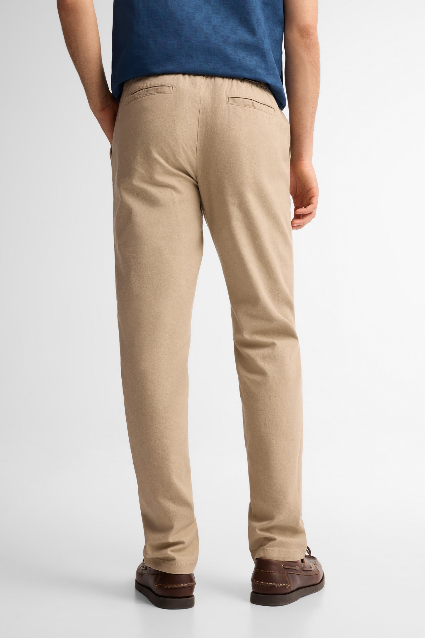 Pantalon taille élastique lin - Homme && TAUPE