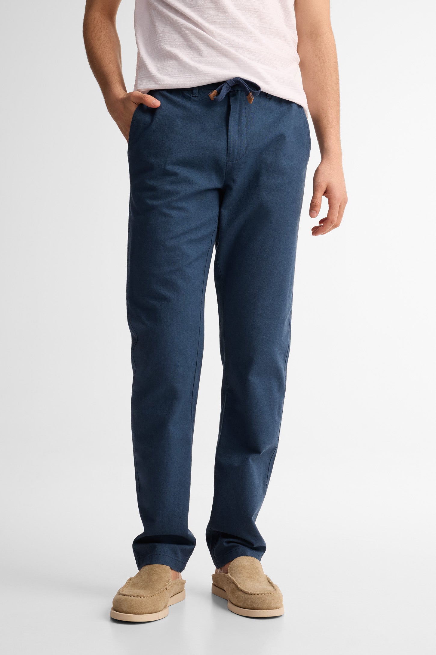 Pantalon taille élastique lin - Homme && MARIN