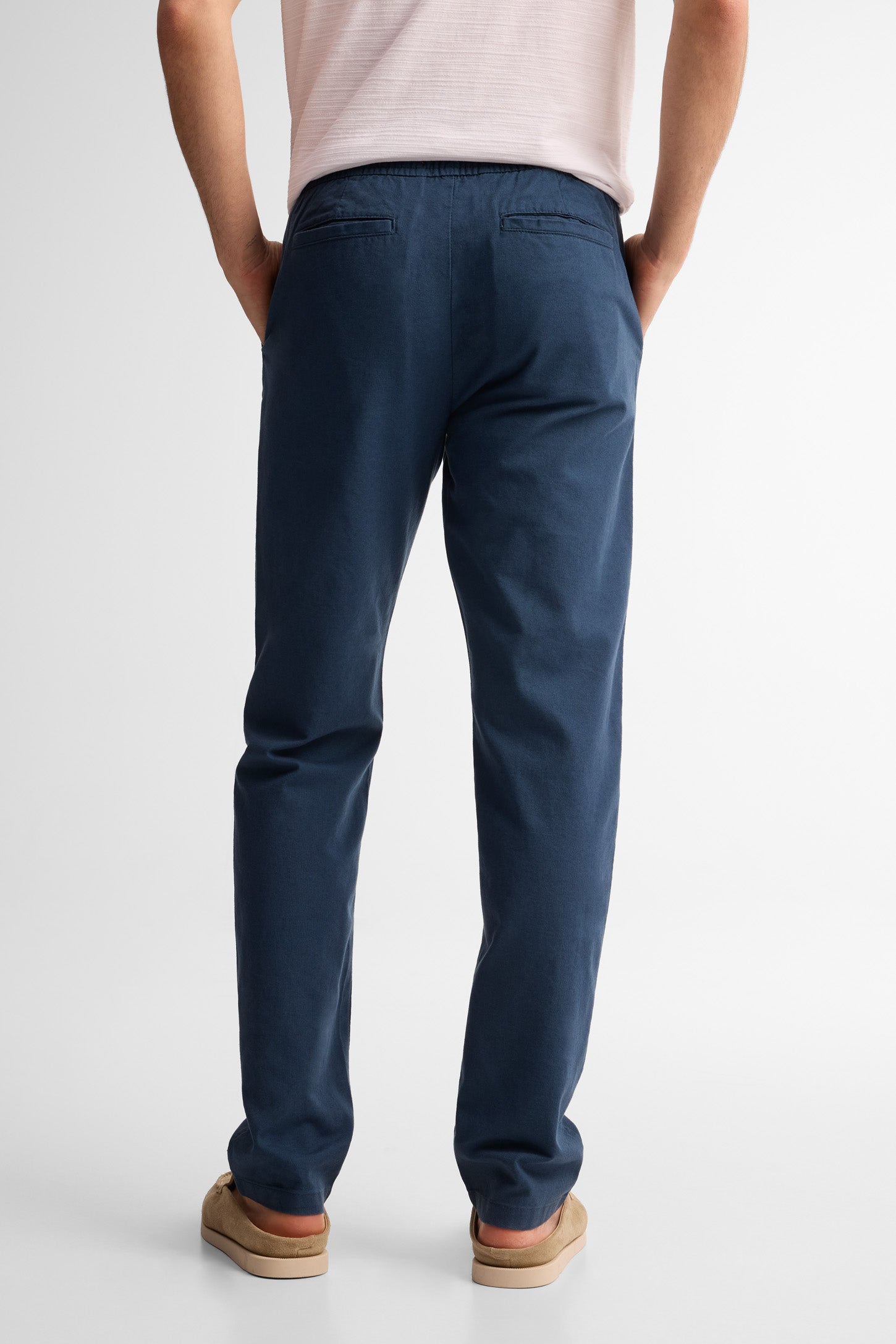 Pantalon taille élastique lin - Homme && MARIN