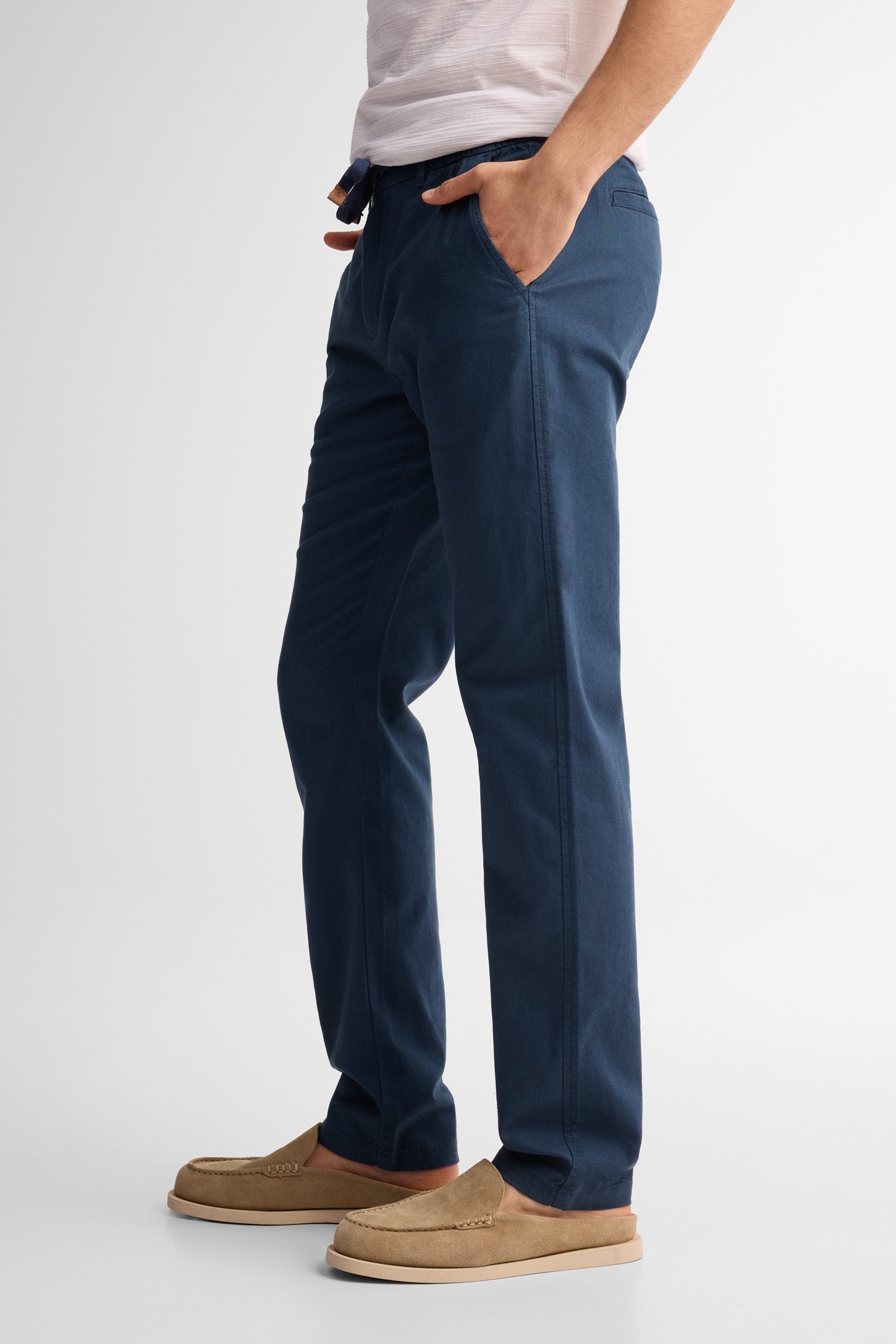Pantalon taille élastique lin - Homme && MARIN