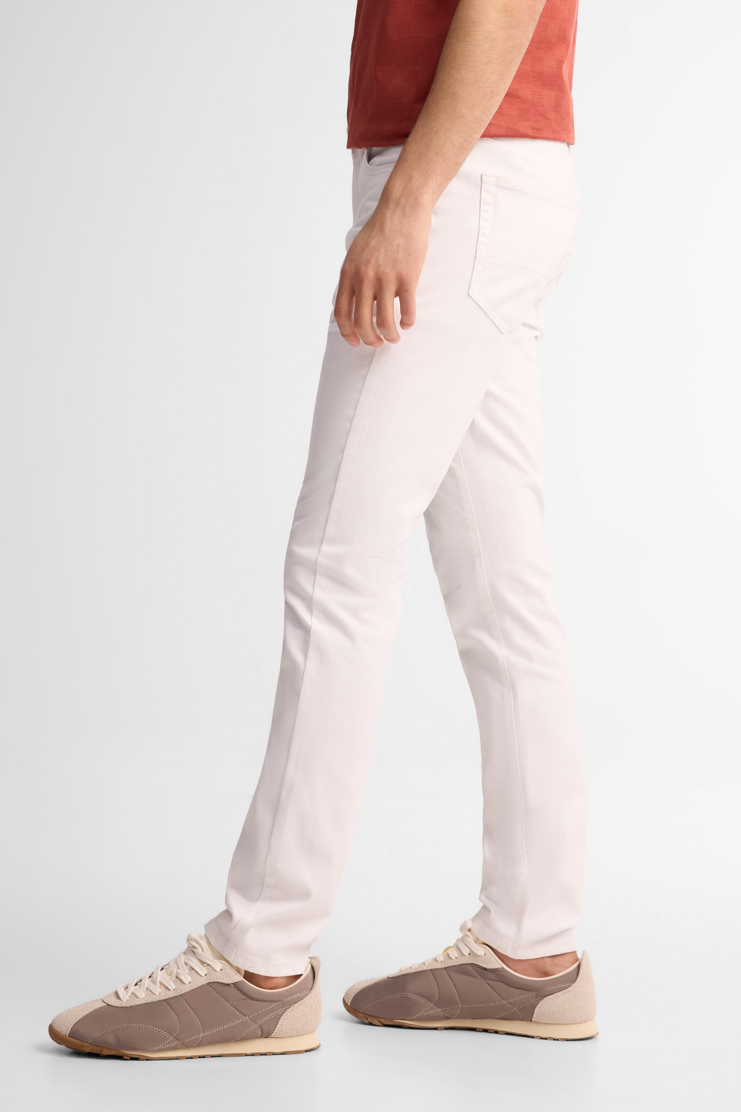 Pantalon jambe fuselée en twill - Homme && BLANC