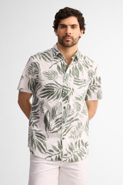 Chemise manches courtes coupe régulière coton - Homme && BLANC MULTI