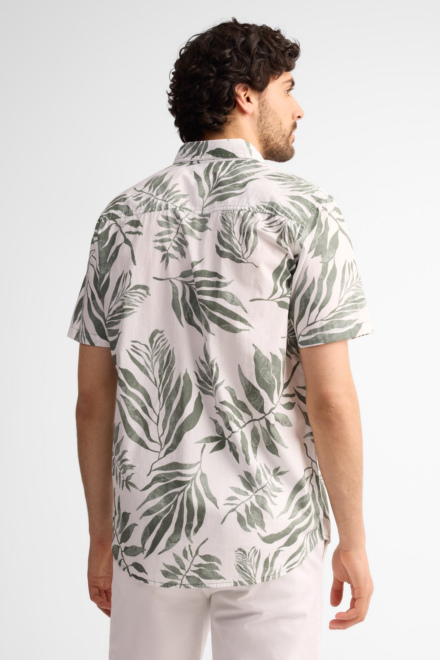 Chemise manches courtes coupe régulière coton - Homme && BLANC MULTI
