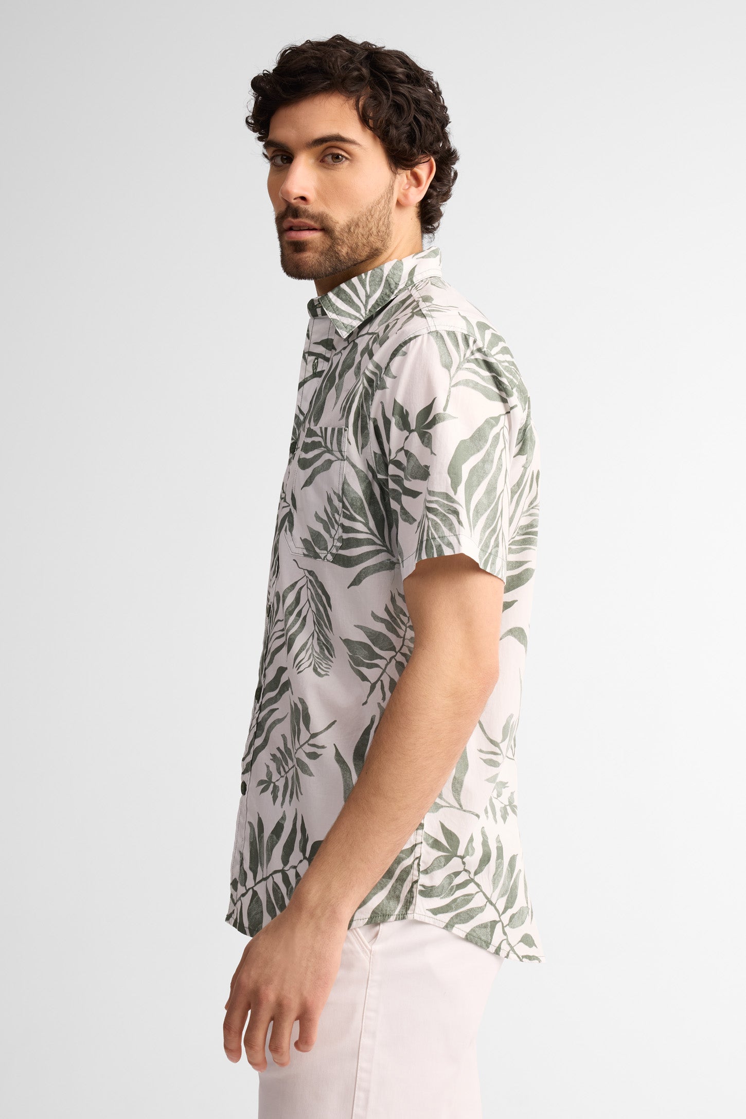 Chemise manches courtes coupe régulière coton - Homme && BLANC MULTI