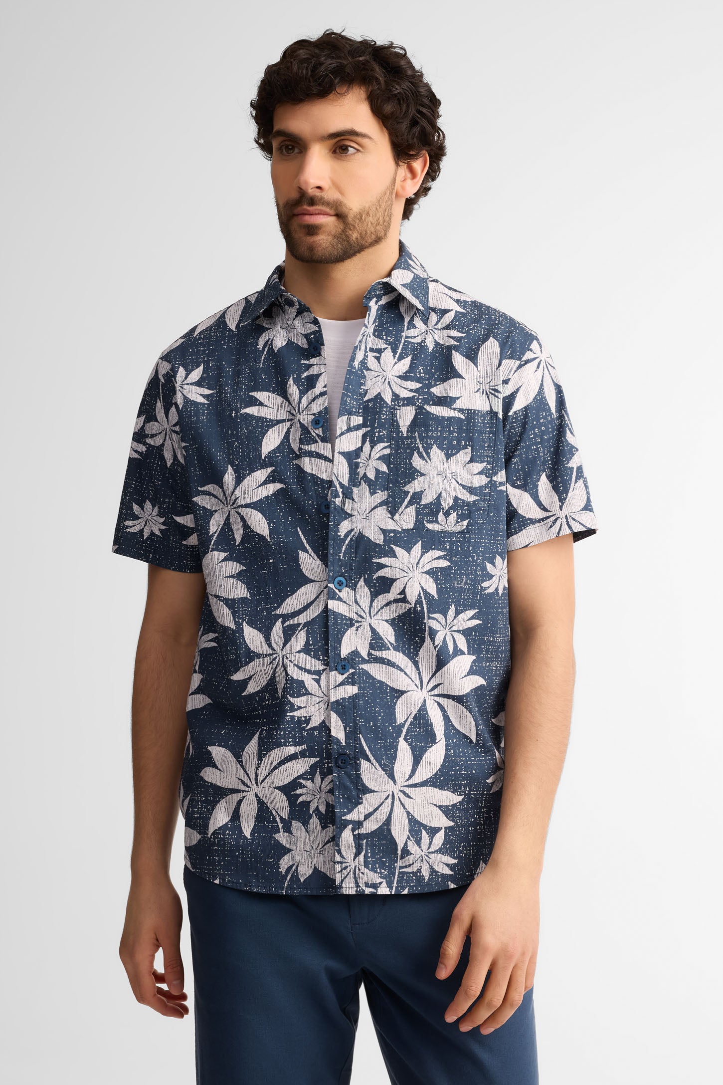 Chemise manches courtes coupe régulière coton - Homme && MARIN/MULTI