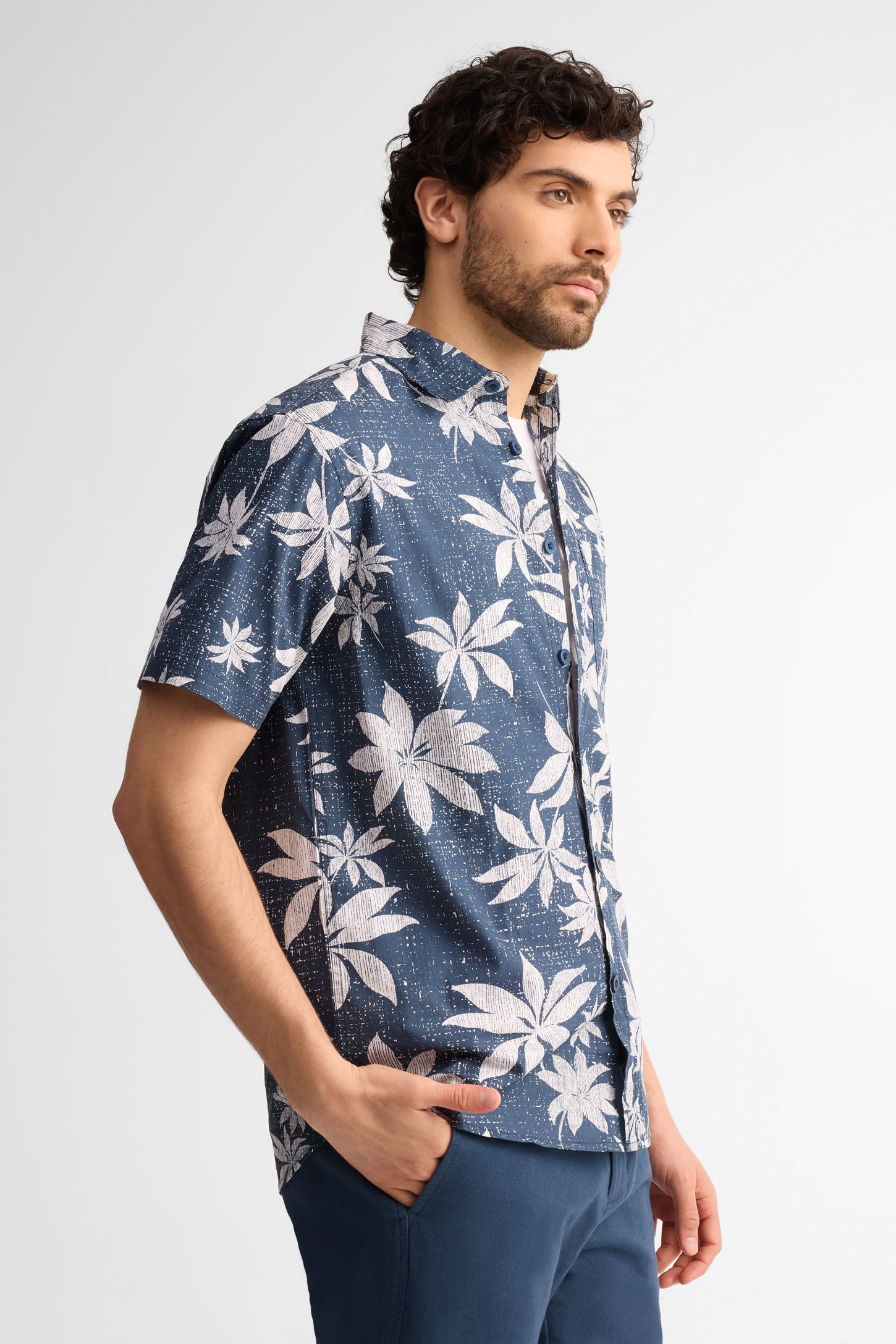 Chemise manches courtes coupe régulière coton - Homme && MARIN/MULTI