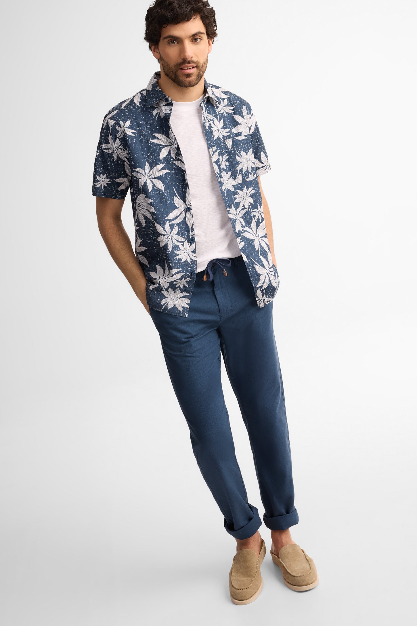 Chemise manches courtes coupe régulière coton - Homme && MARIN/MULTI