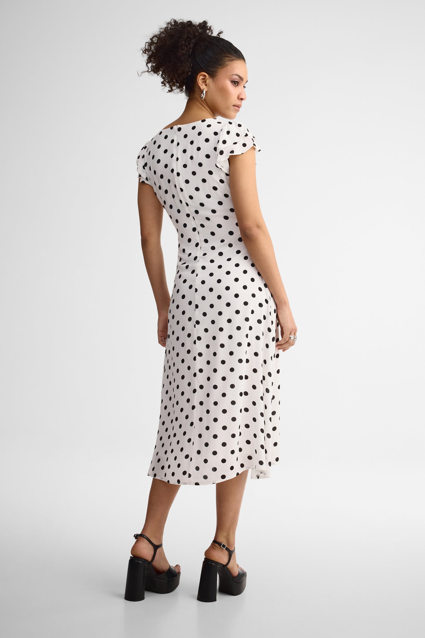 Robe midi lin - Femme && BLANC MULTI