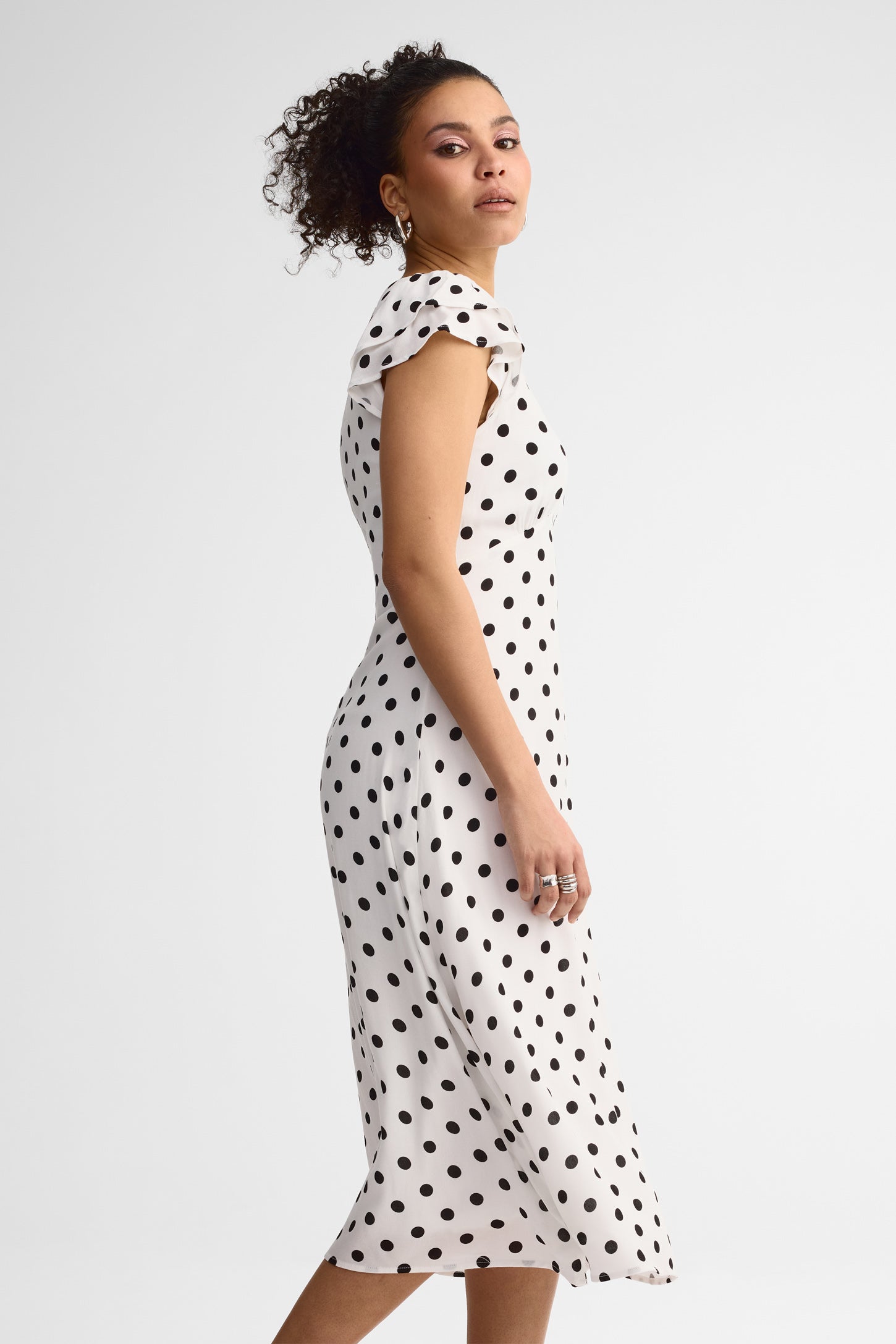 Robe midi lin - Femme && BLANC MULTI