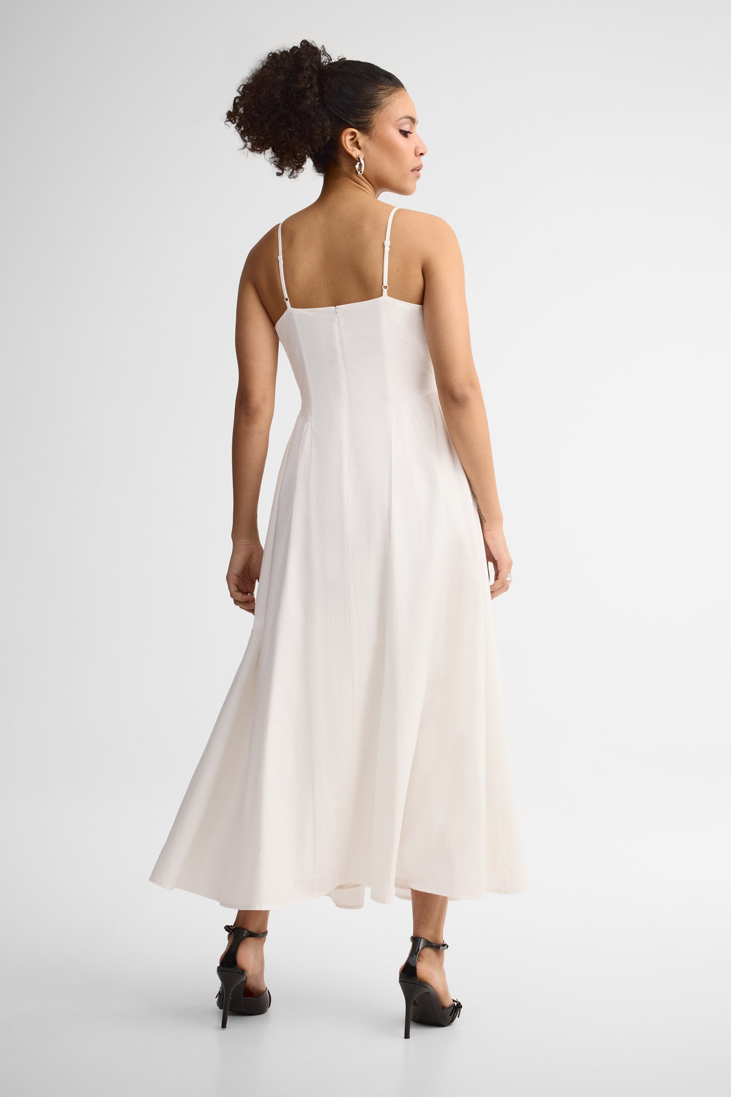 Robe maxi à bretelles coton - Femme && BLANC
