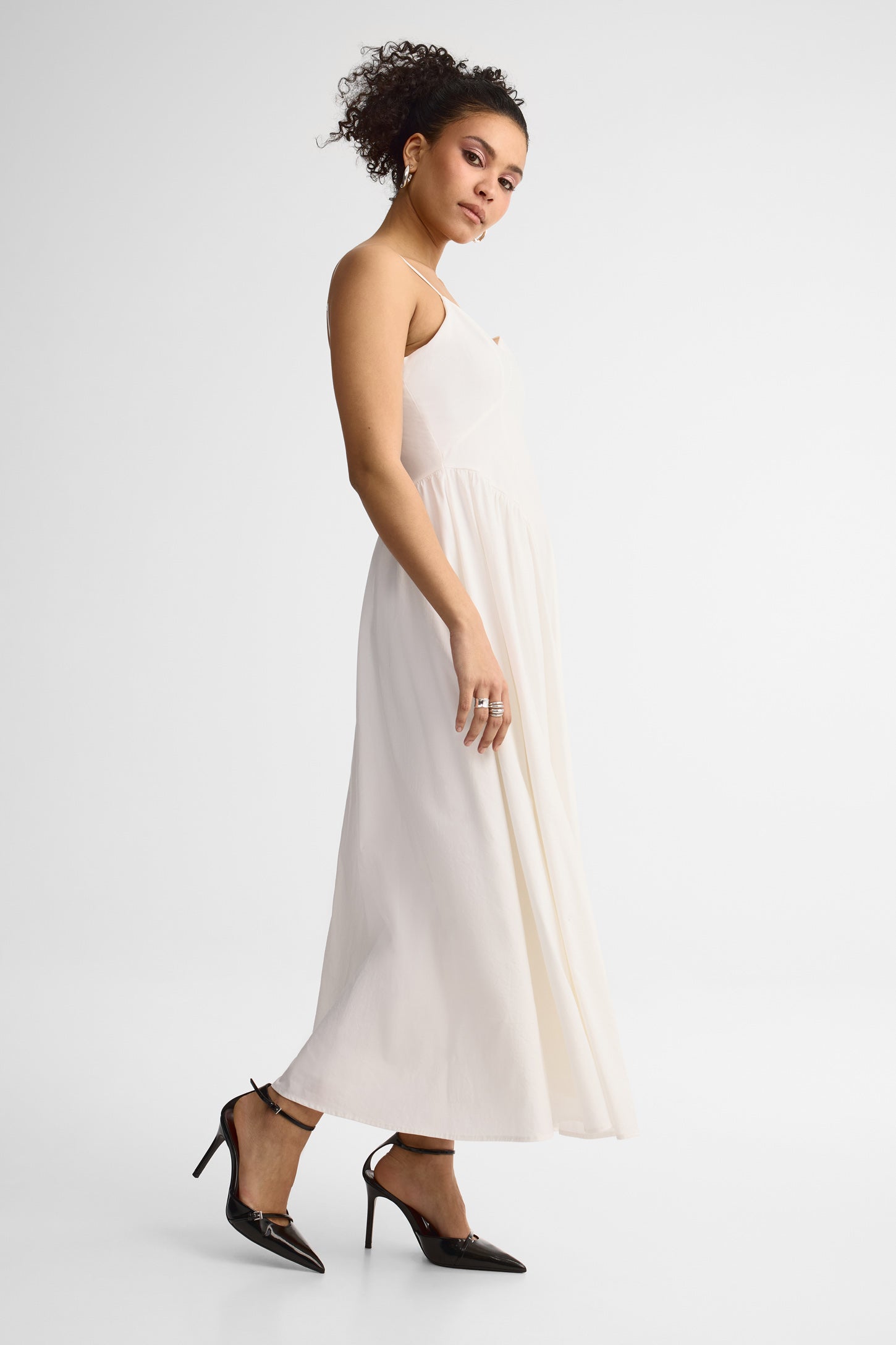 Robe maxi à bretelles coton - Femme && BLANC