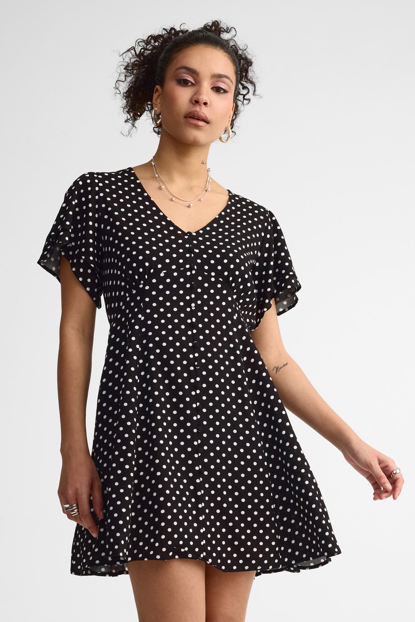 Robe manches courtes - Femme && NOIR/MULTI