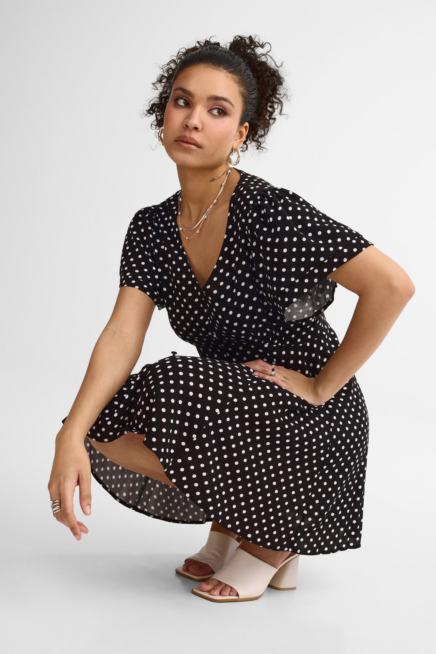 Robe manches courtes - Femme && NOIR/MULTI