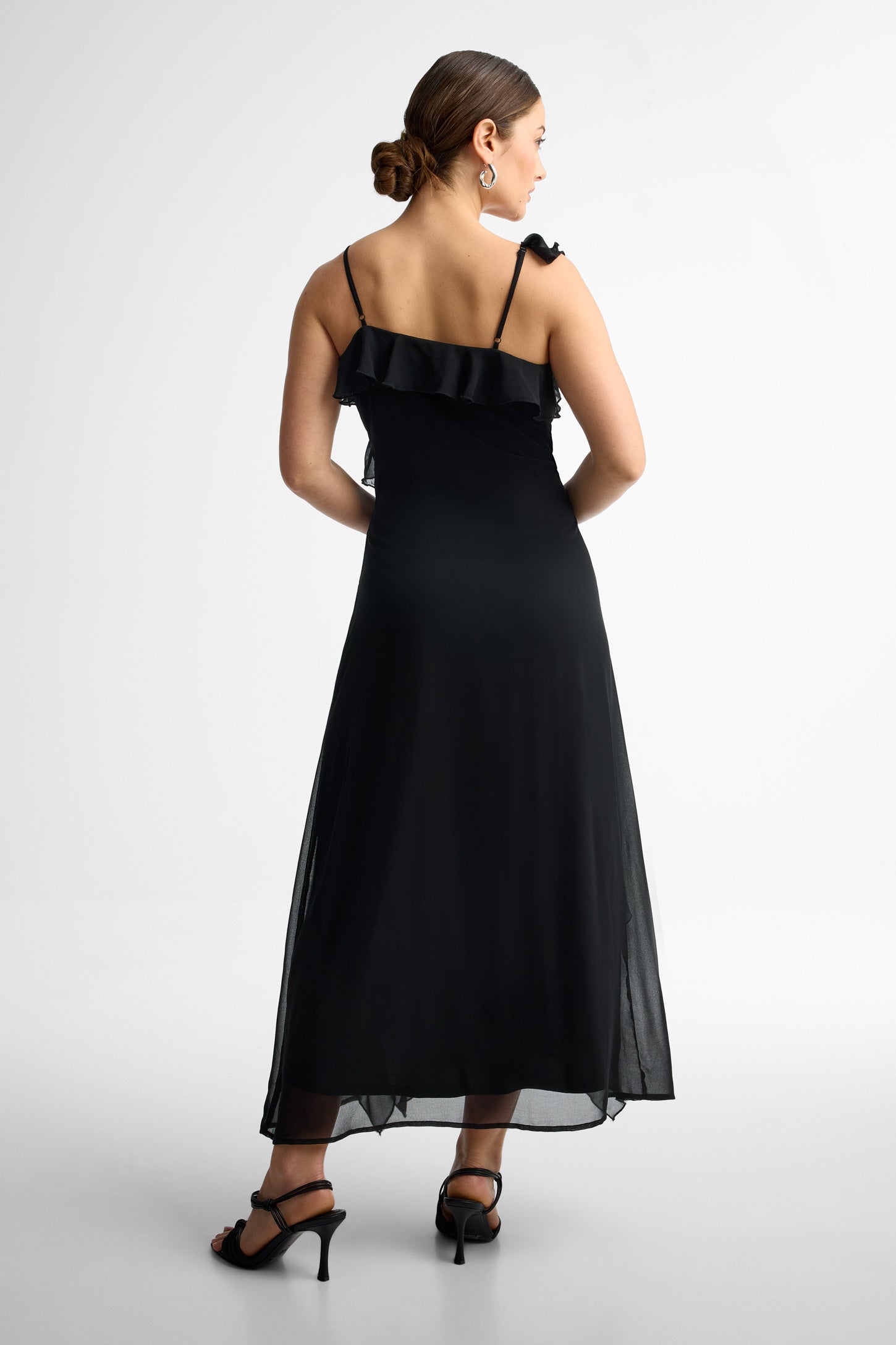 Robe maxi à volants - Femme && NOIR