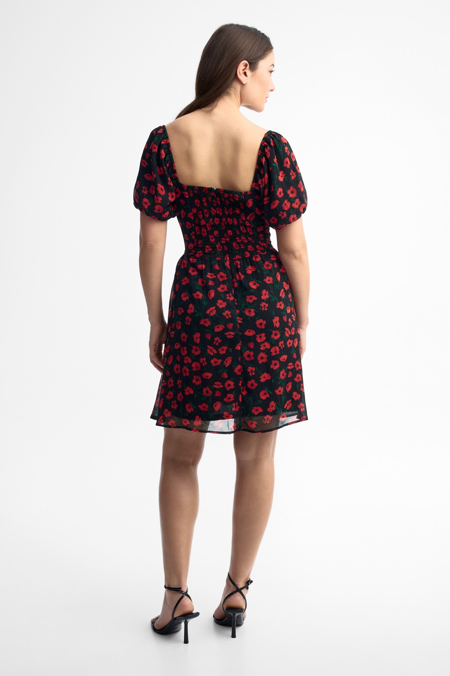 Robe ballon manches courtes - Femme && NOIR/MULTI