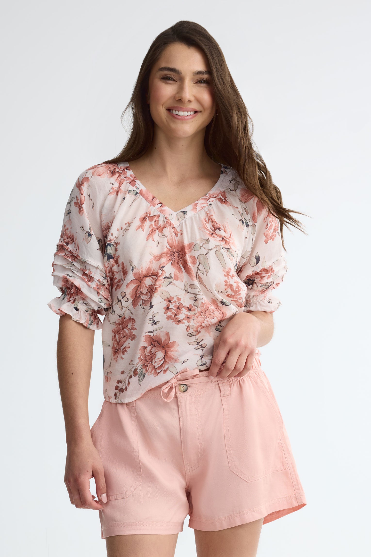 Chemisier manches 3/4 - Femme && ROSE MULTI
