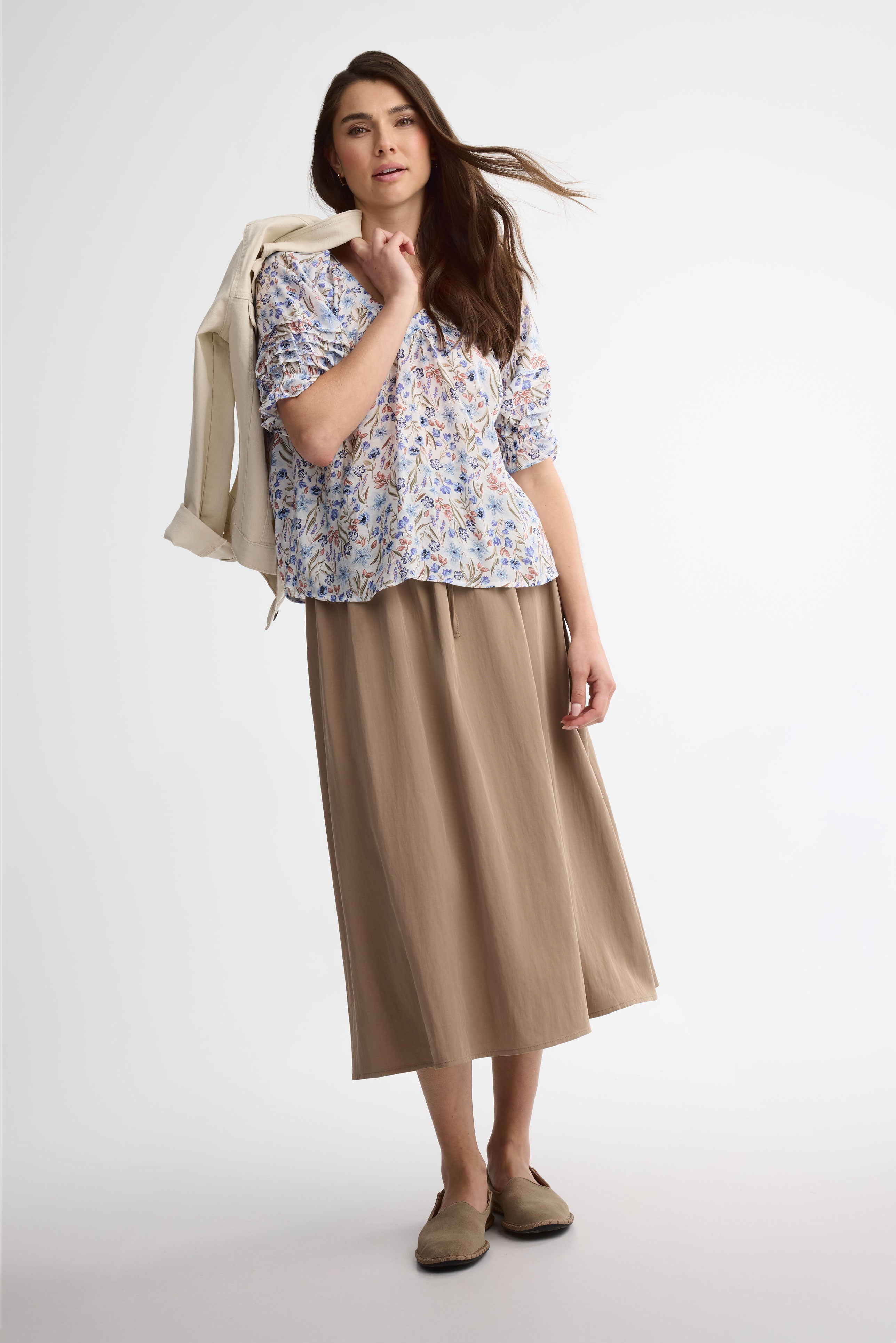 Chemisier manches 3/4 - Femme && BLEU MULTI