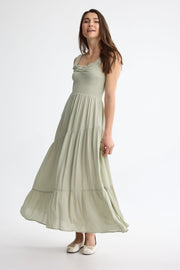 Robe maxi volants étagés - Femme && VERT