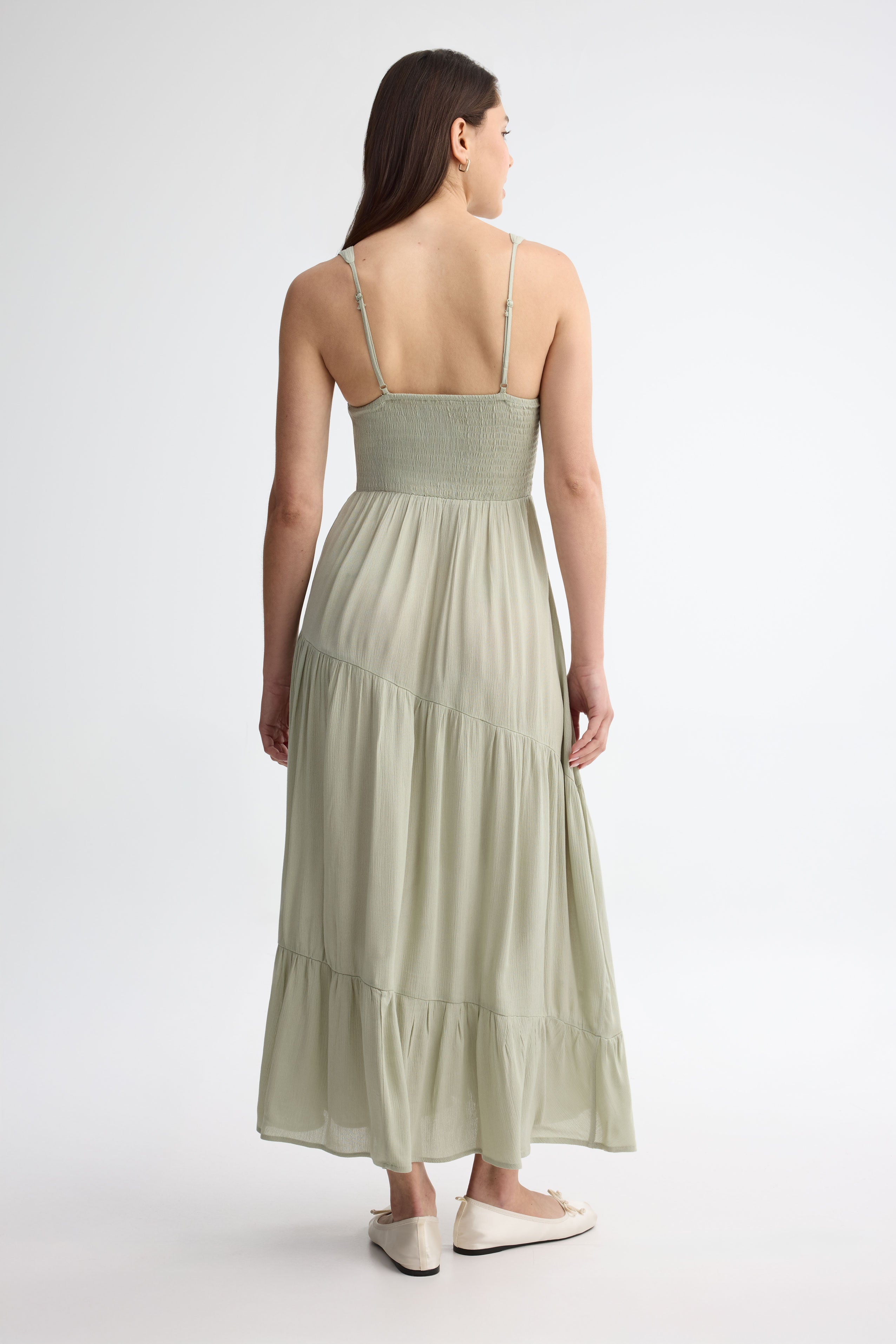 【値下】ranclic volume tiered dress viridian Tiered ruffle maxi dress - Women