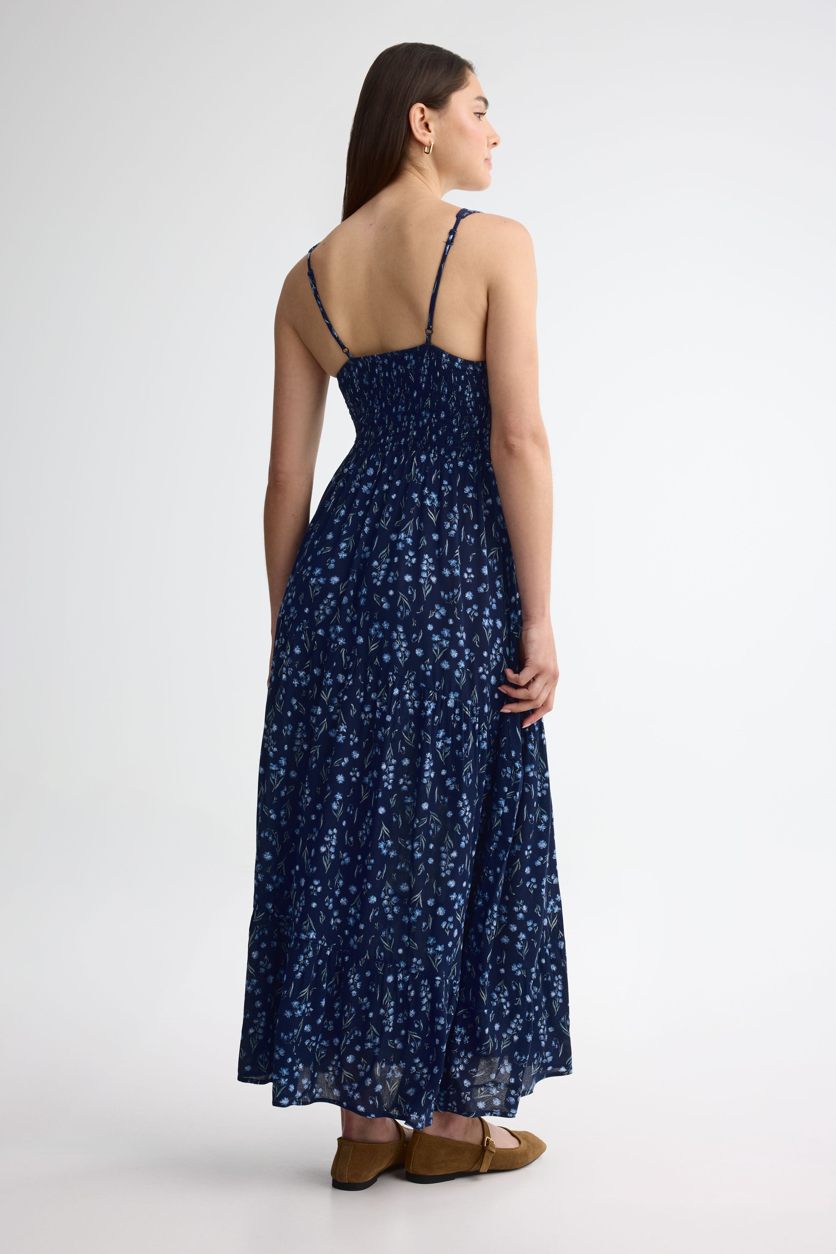 Robe maxi volants étagés - Femme && MARIN/MULTI