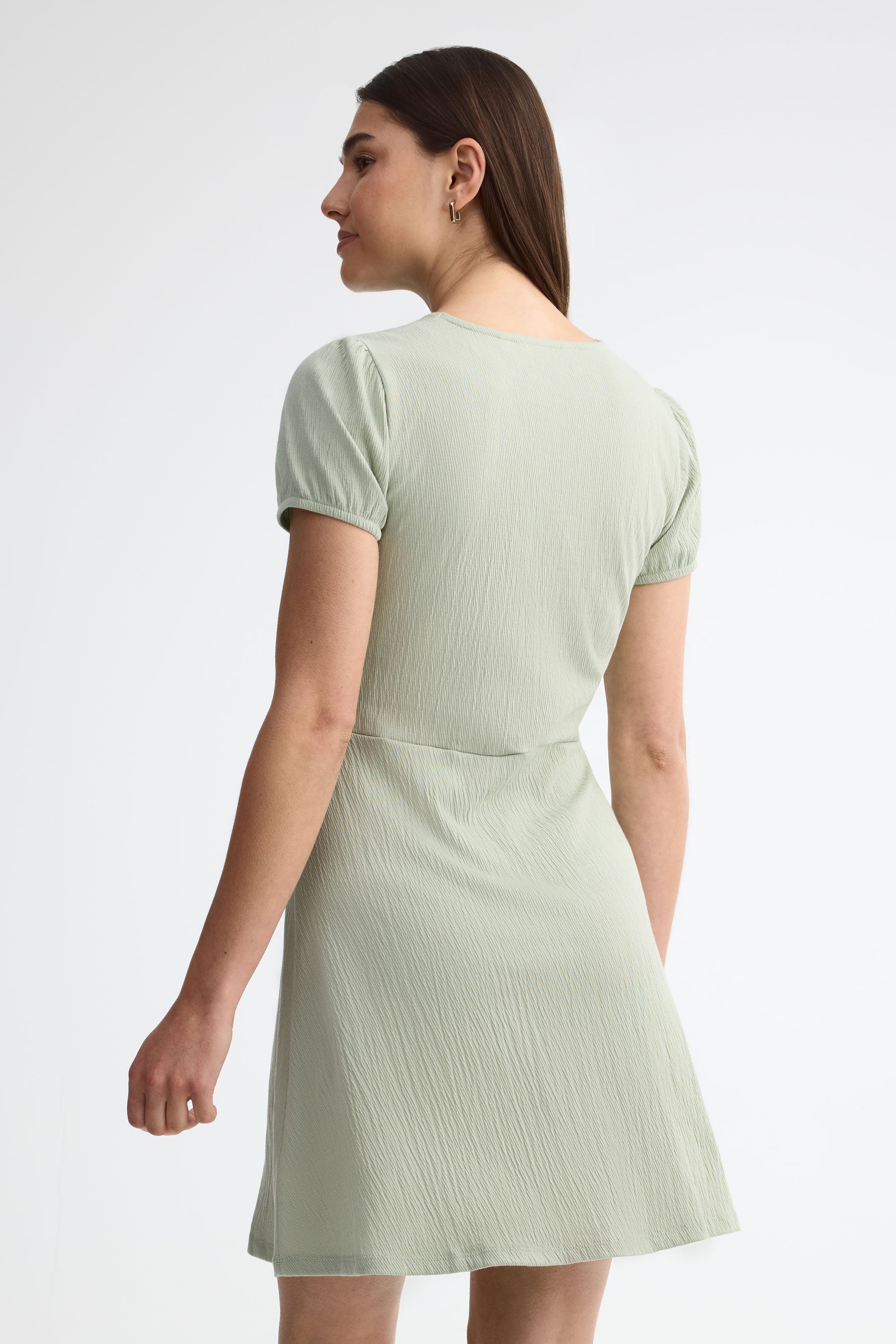 Robe manches courtes coton - Femme && VERT