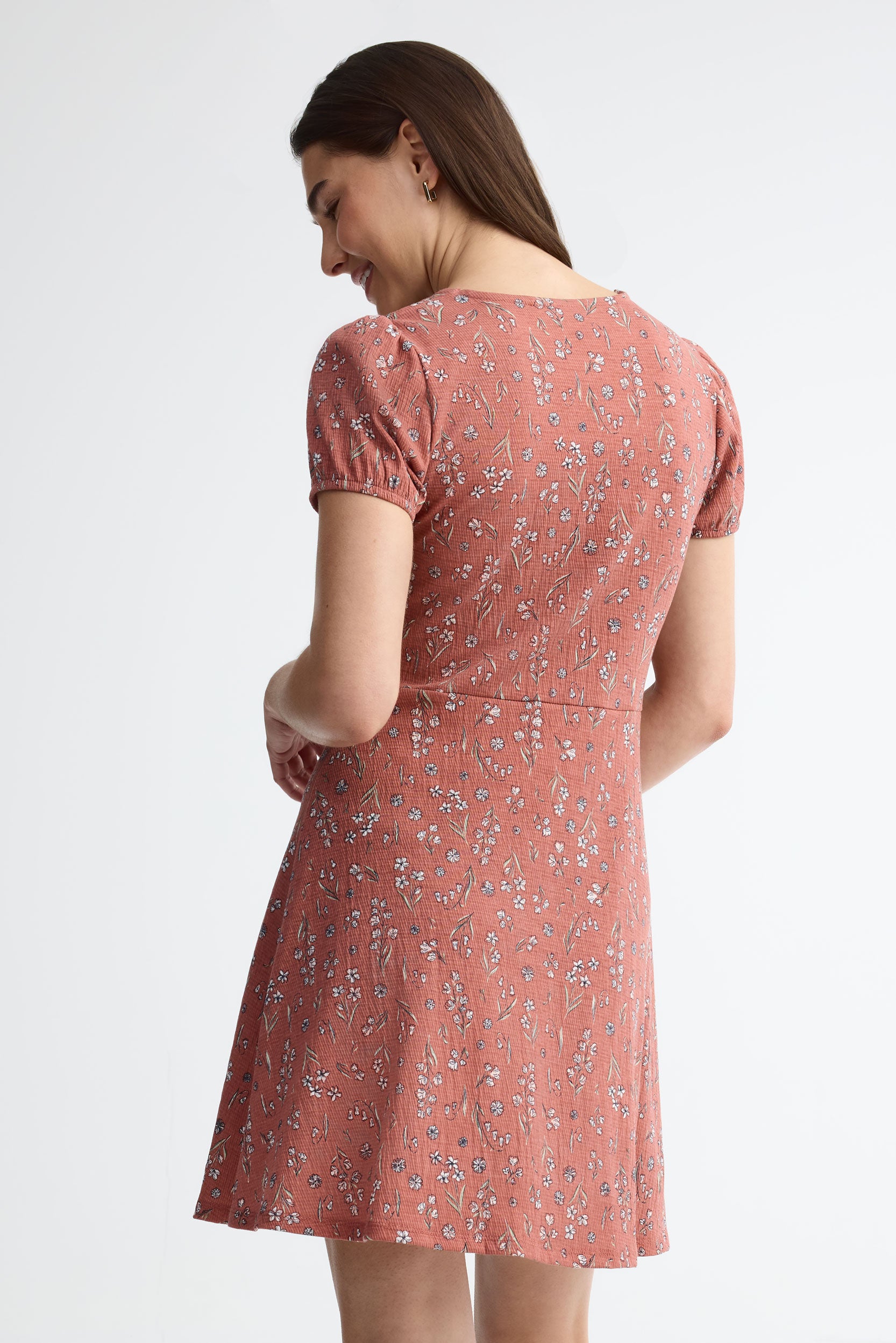 Robe manches courtes coton - Femme && ROSE MULTI