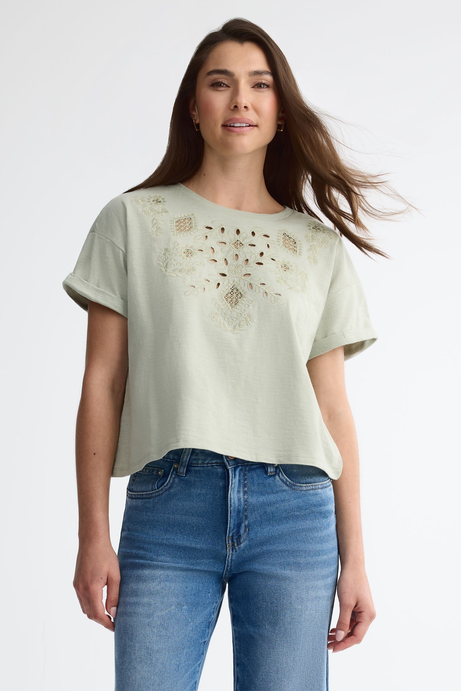 T-shirt à col coupe ample - Femme
 && VERT