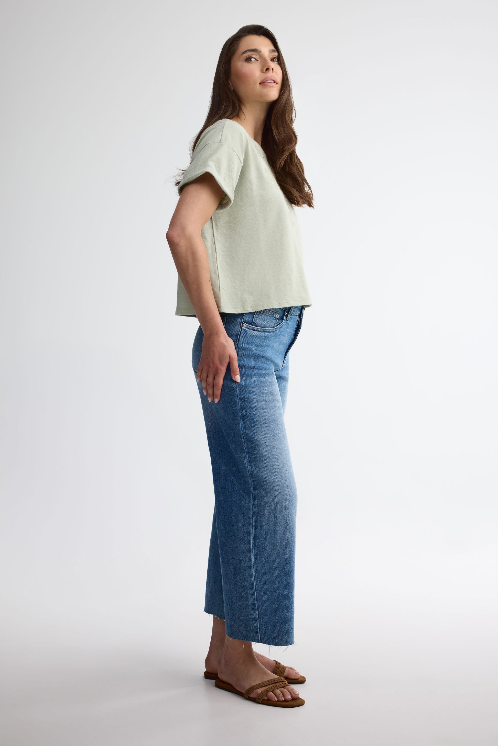 T-shirt à col coupe ample - Femme
 && VERT