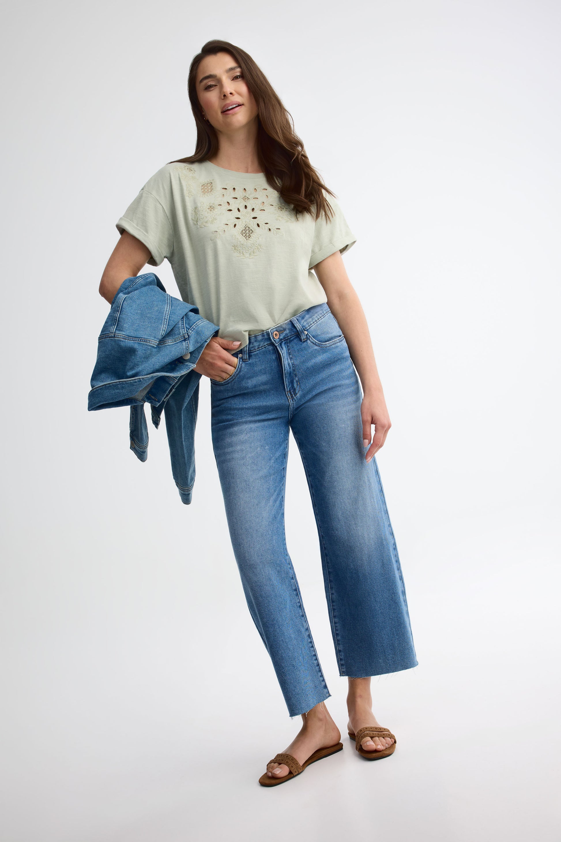 T-shirt à col coupe ample - Femme
 && VERT