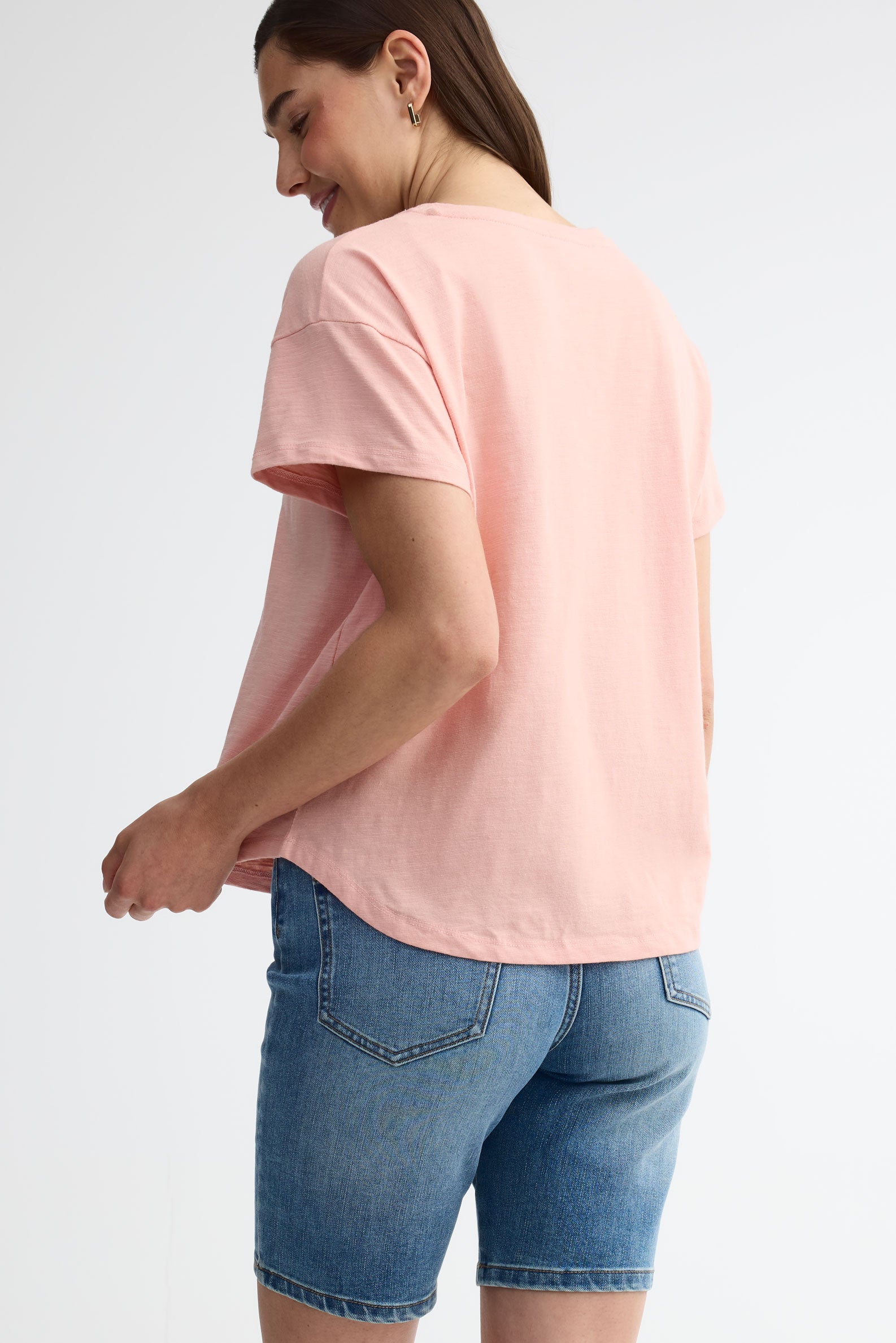 T-shirt col rond coupe ample - Femme && CORAIL