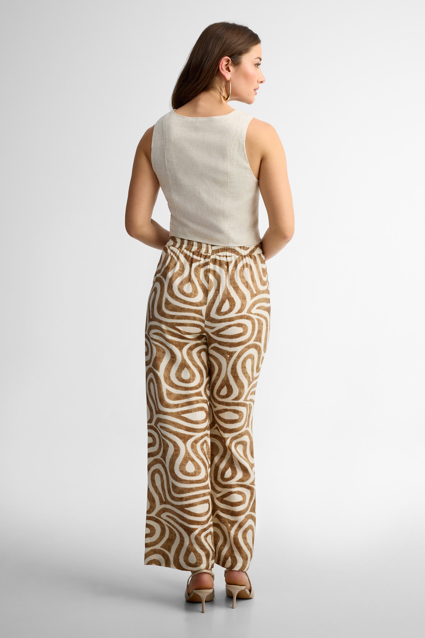 Veste sans manches coupe ajustée lin - Femme && BEIGE