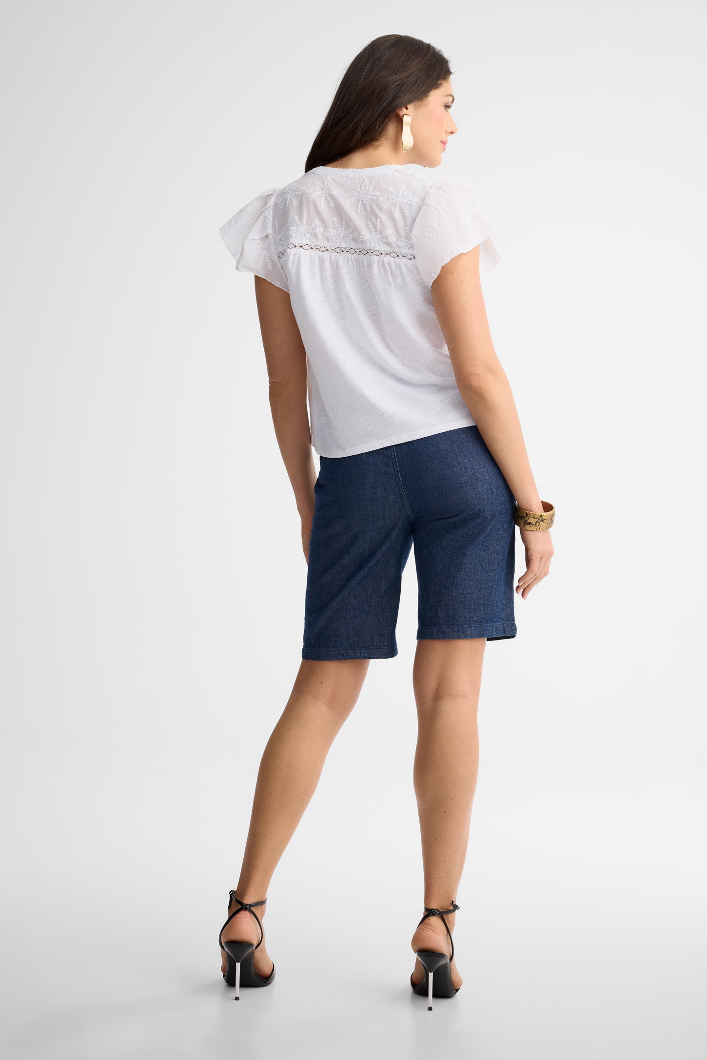 Chemisier manches courtes coton - Femme && BLANC