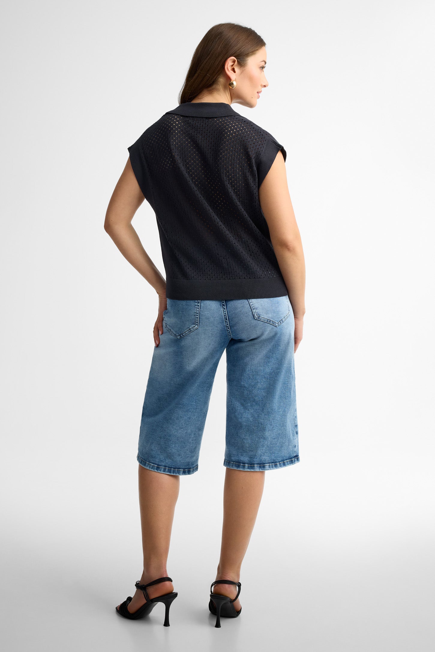 Polo manches courtes en tricot - Femme && NOIR