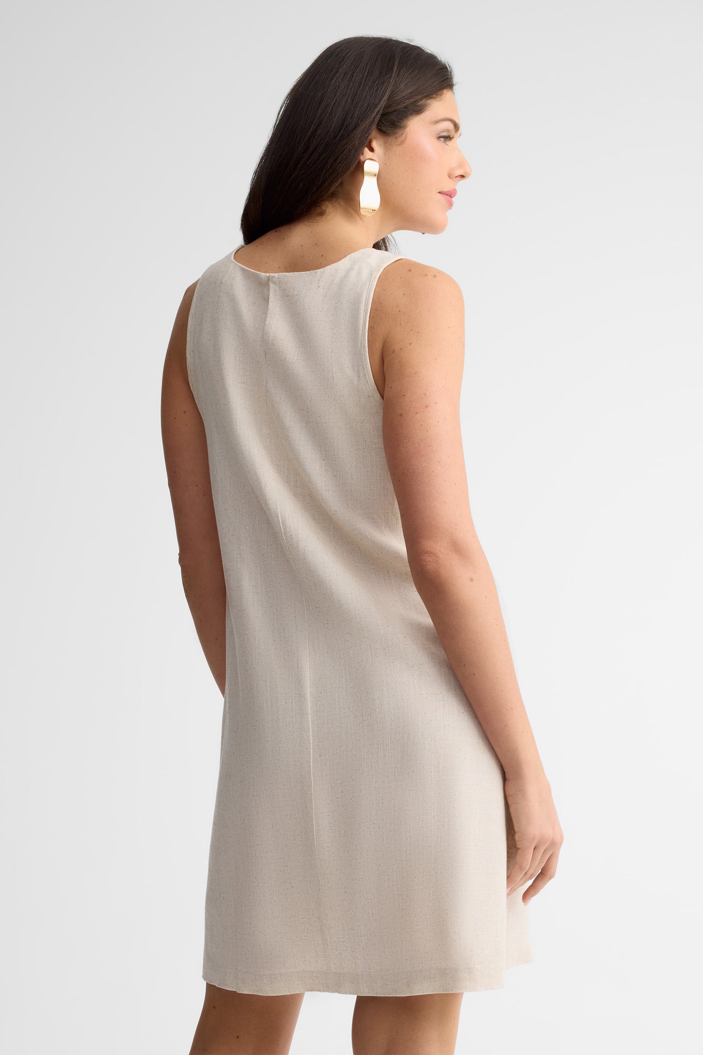 Robe sans manches ligne-A lin - Femme && BEIGE