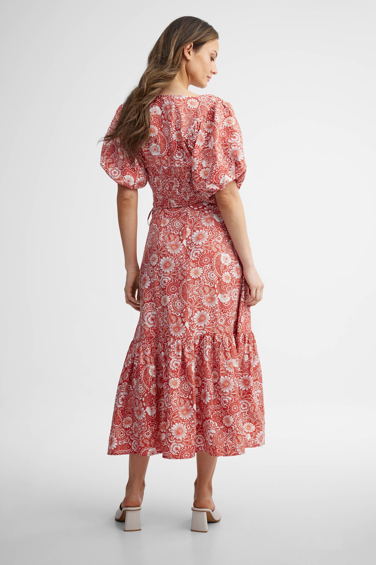Jupe midi - Femme && ROUGE/MULTI