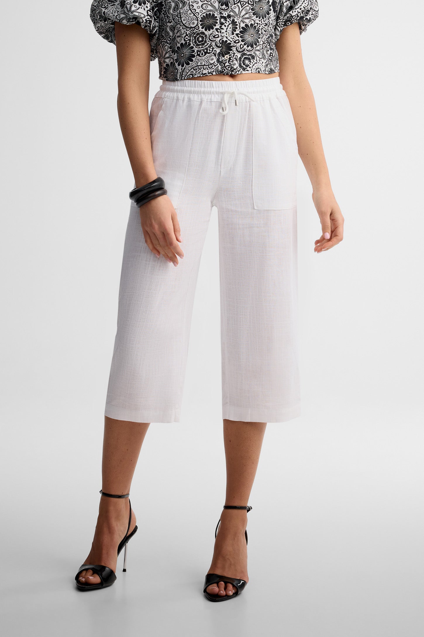 Capri jambe large - Femme && BLANC