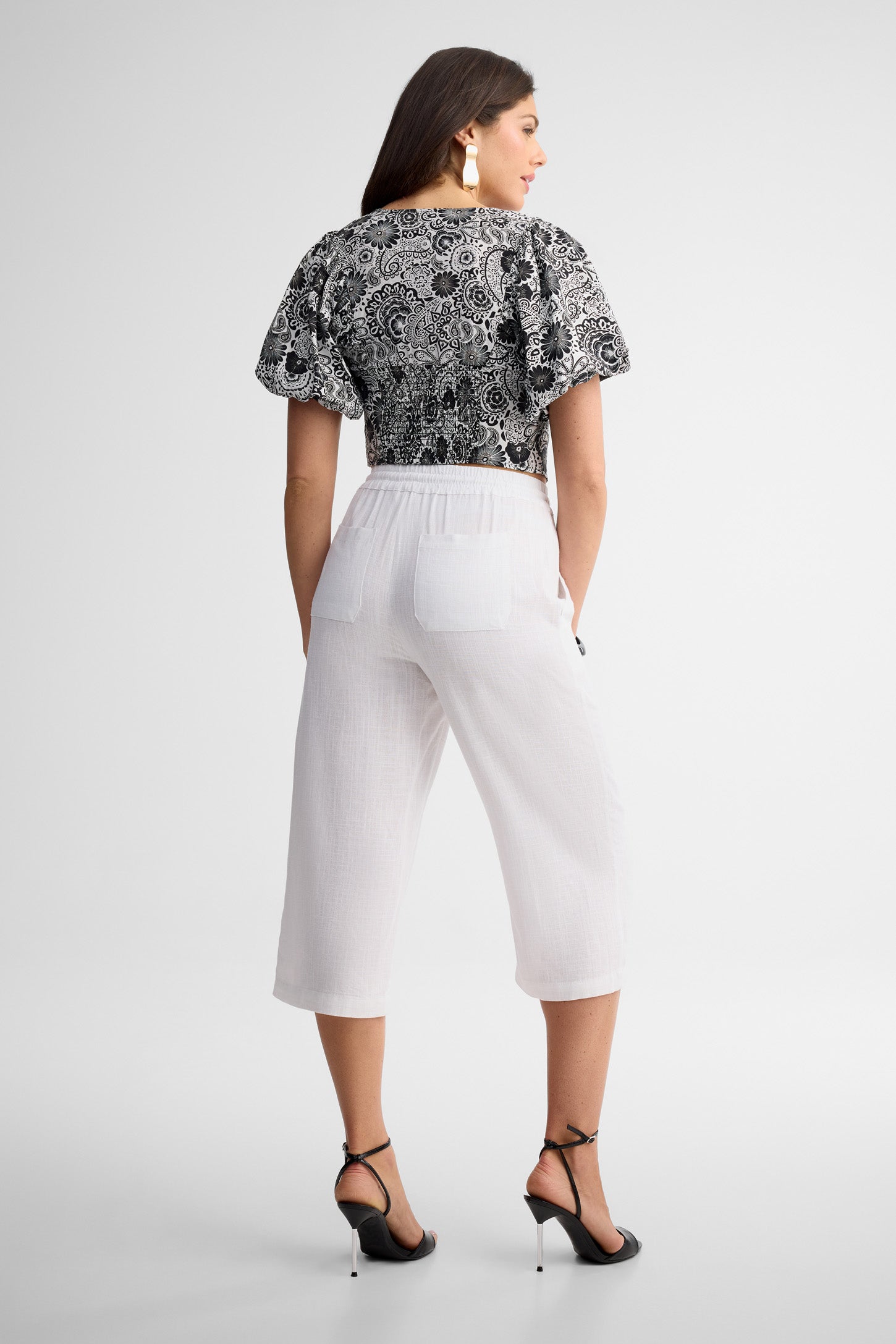 Capri jambe large - Femme && BLANC
