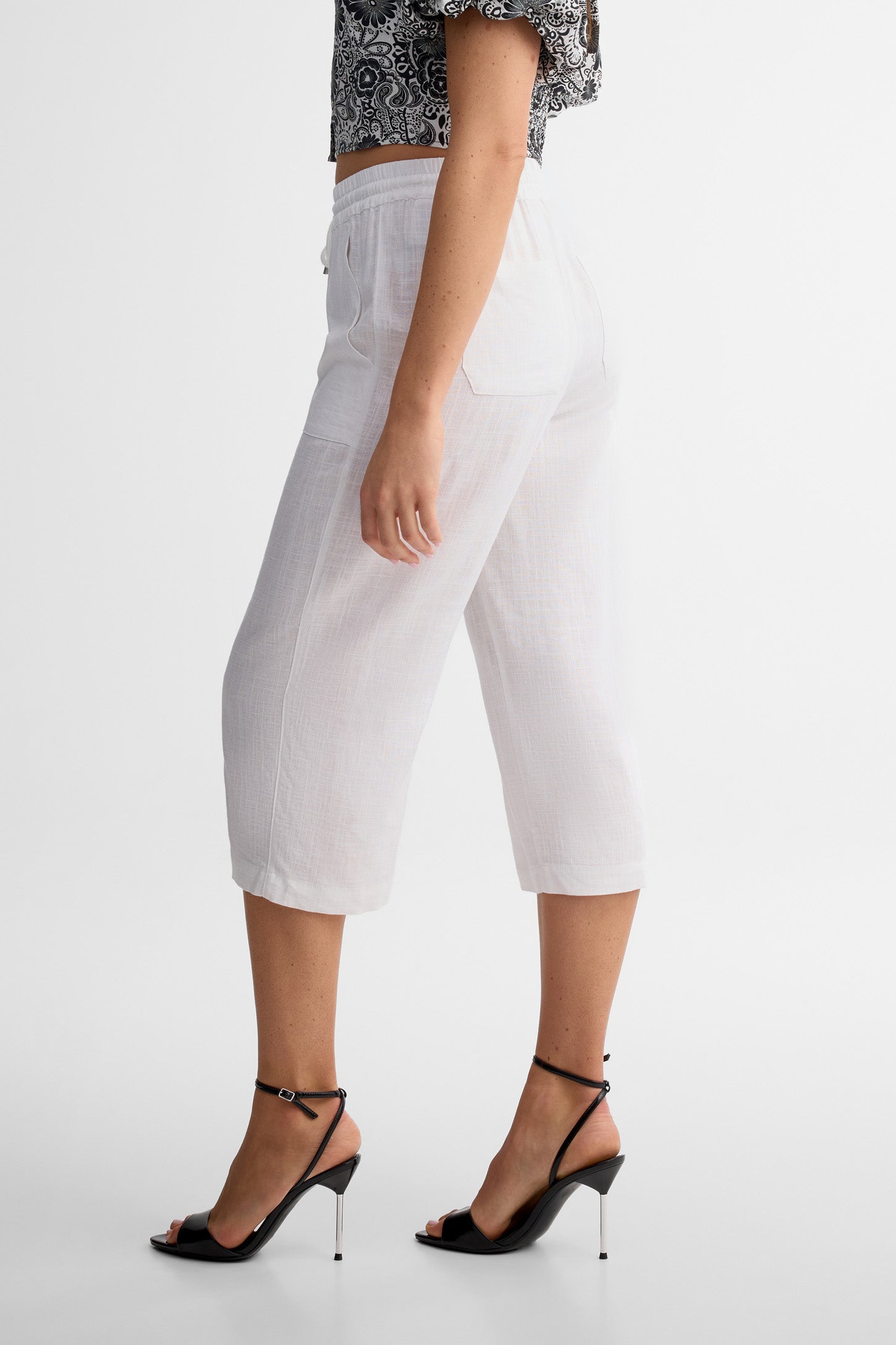 Capri jambe large - Femme && BLANC