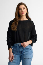 Chandail col bateau tricot - Femme && NOIR