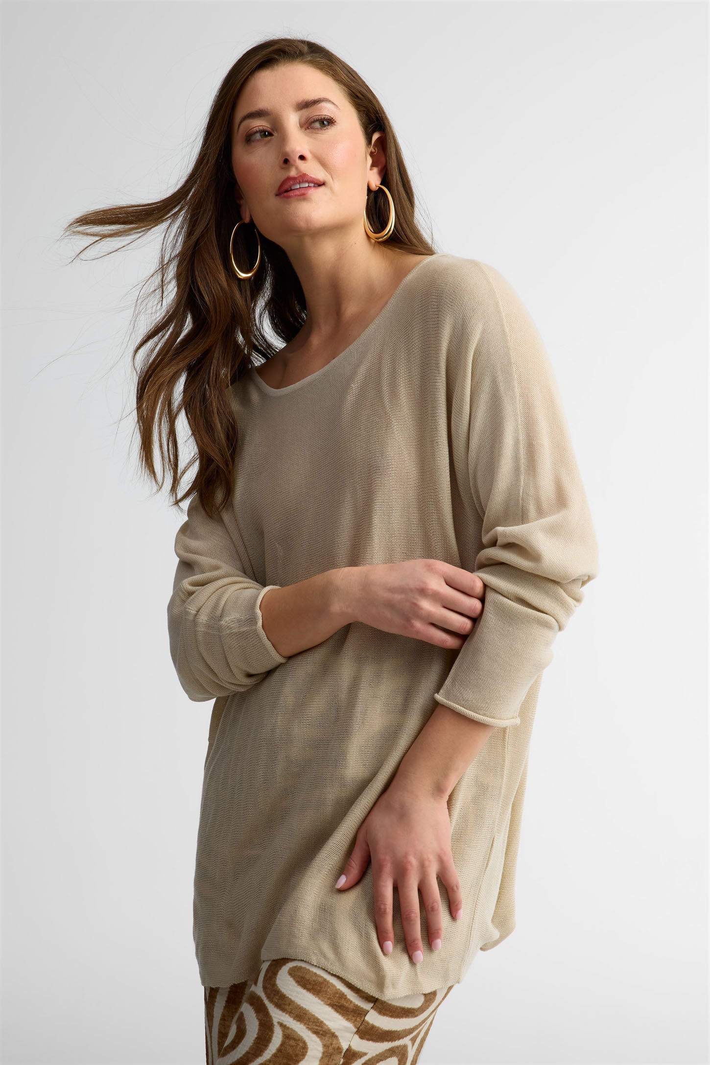Chandail col bateau tricot - Femme && BEIGE