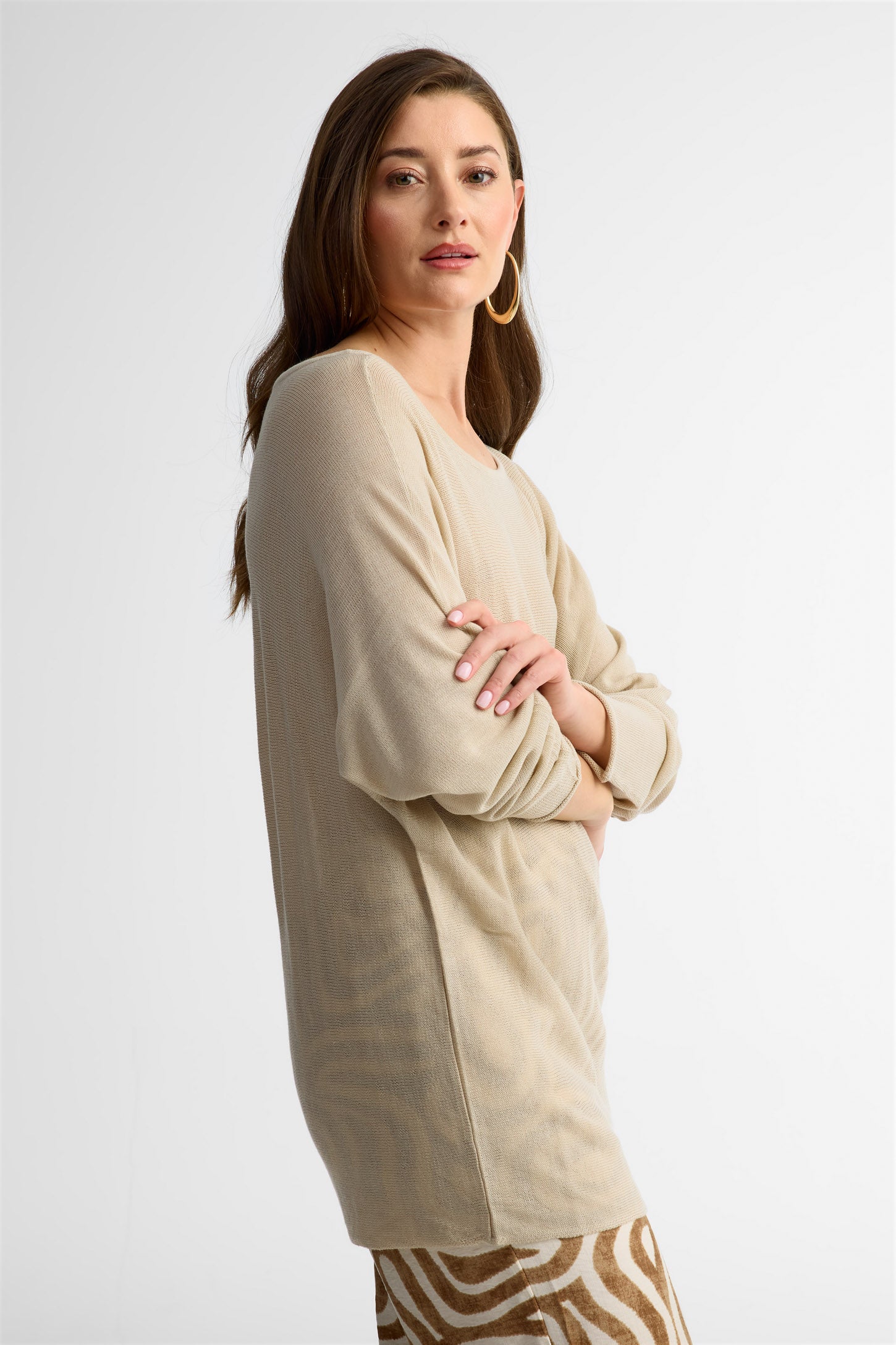 Chandail col bateau tricot - Femme && BEIGE
