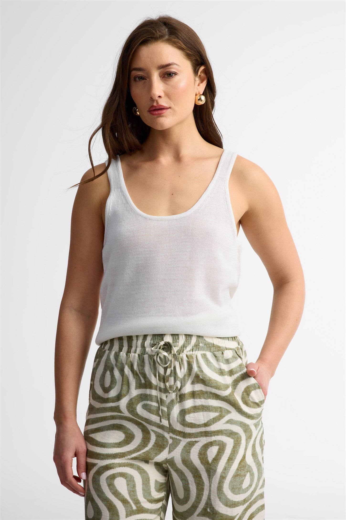Camisole col dégagé - Femme && BLANC