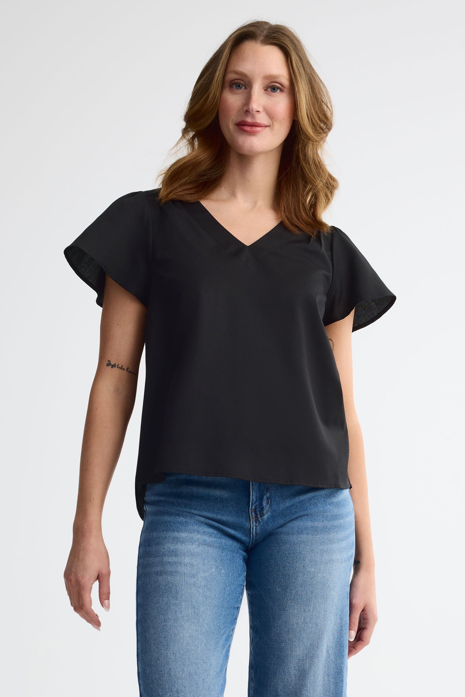 Chemisier manches courtes challis - Femme && NOIR