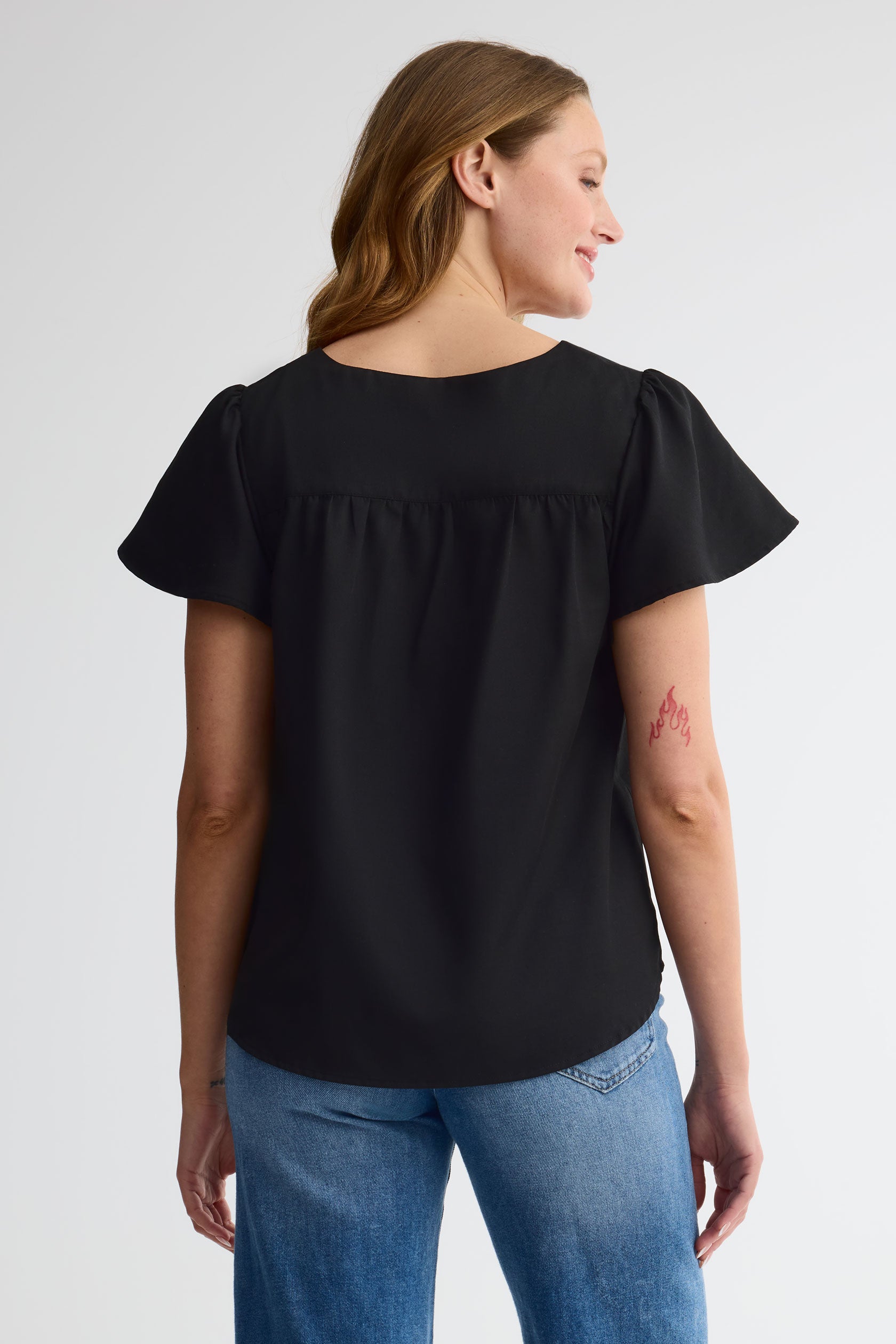 Chemisier manches courtes challis - Femme && NOIR