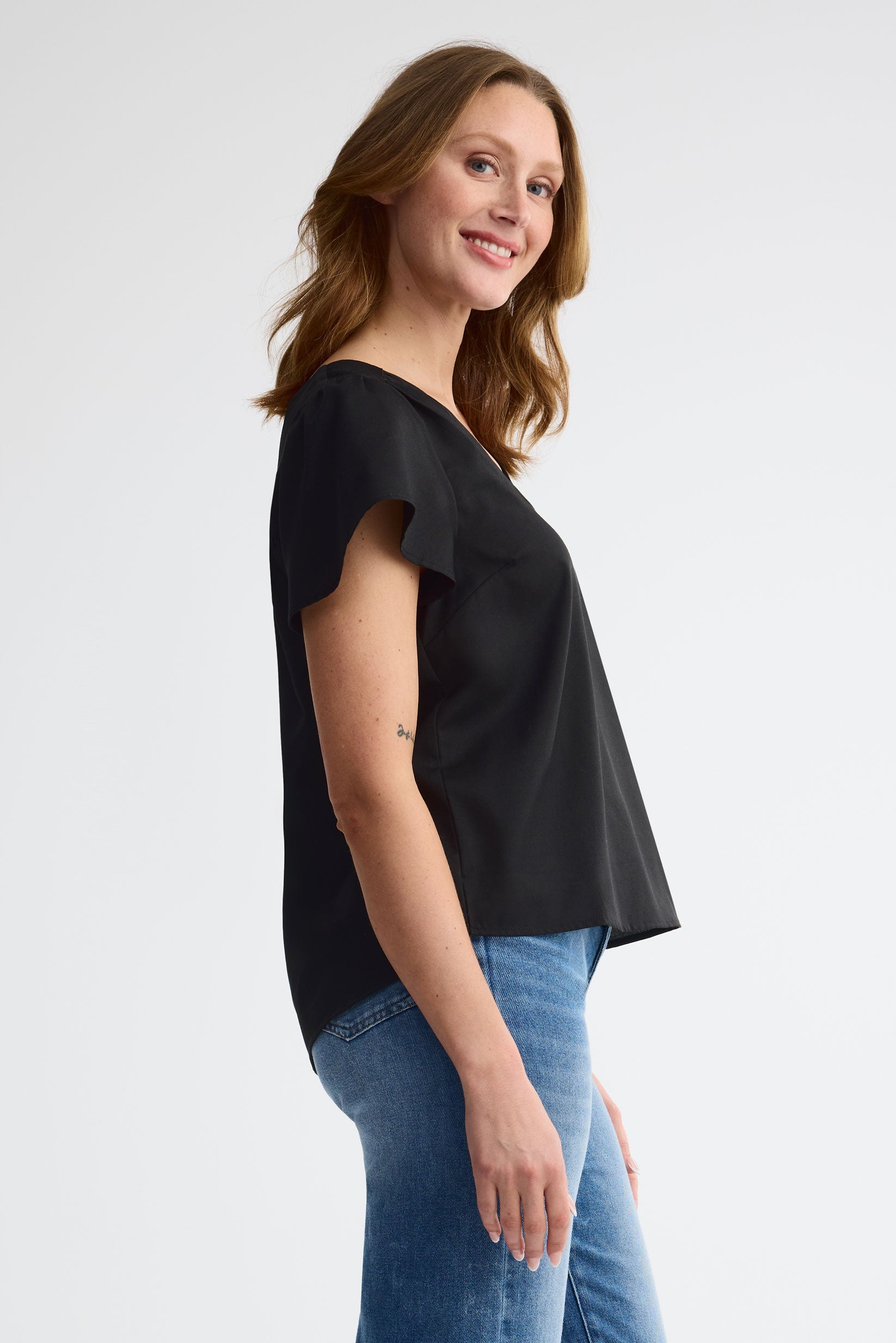 Chemisier manches courtes challis - Femme && NOIR