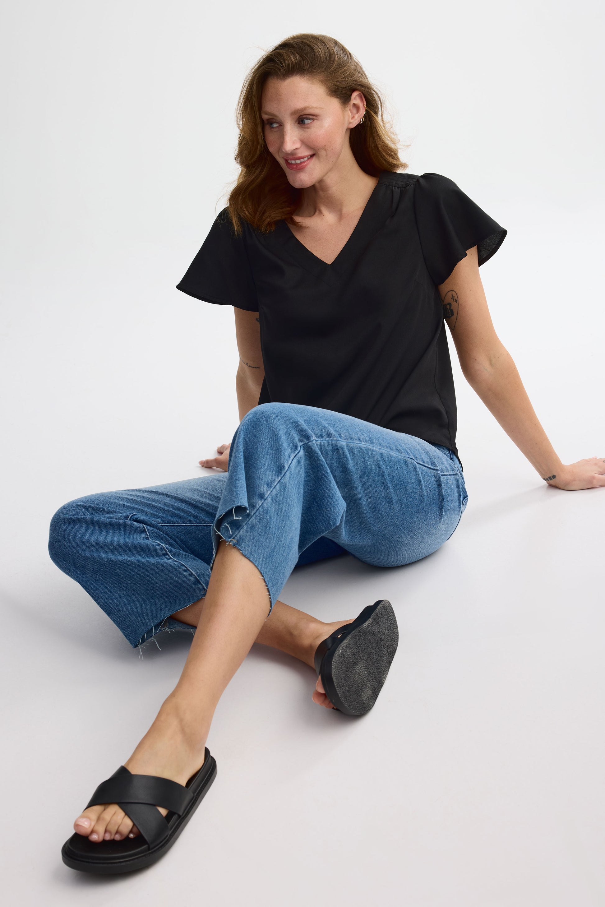 Chemisier manches courtes challis - Femme && NOIR
